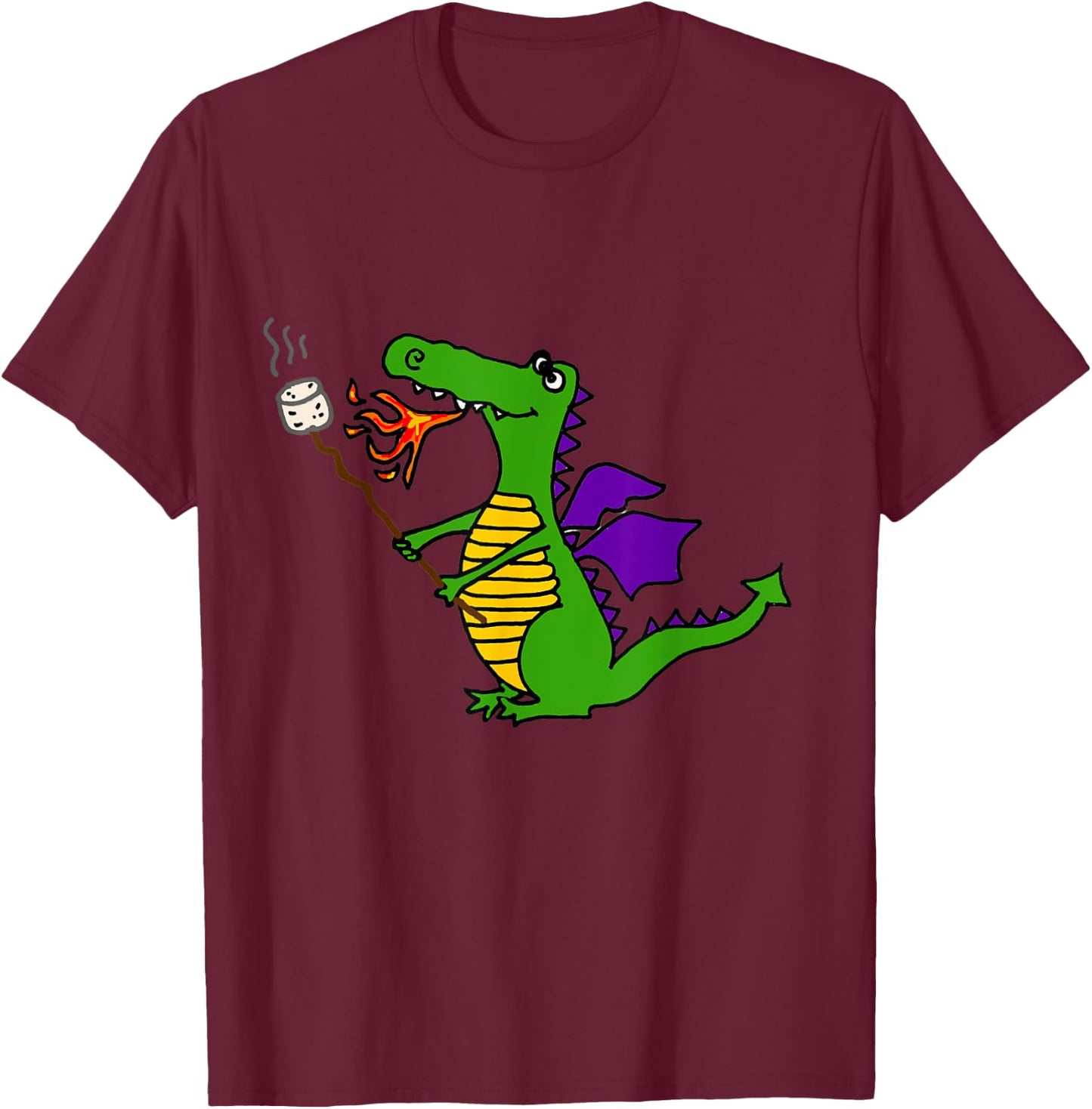Smiletodaytees Funny Dragon Roasting Marshmallows T-Shirt - T-Shirt | Maroon