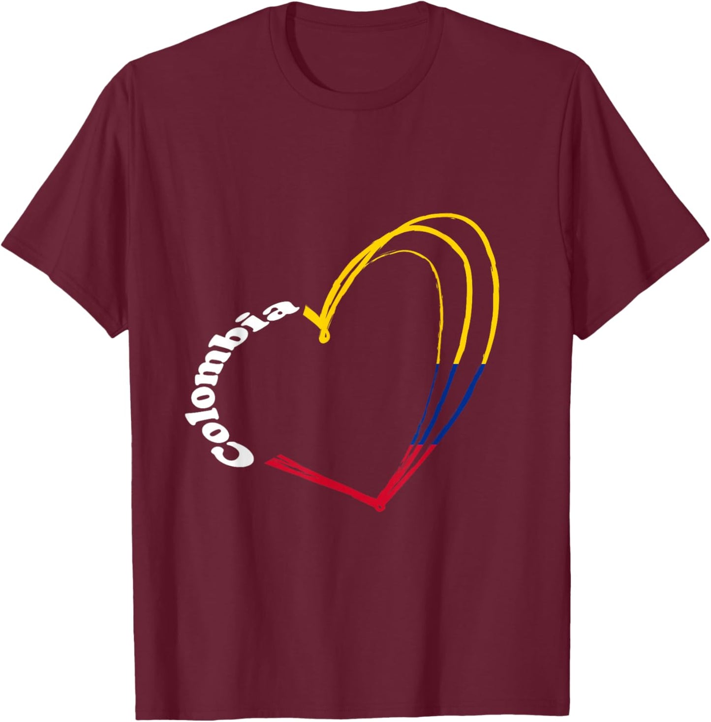 Colombia Flag Heart Colombian Roots Colombian Pride T-Shirt - T-Shirt | Maroon
