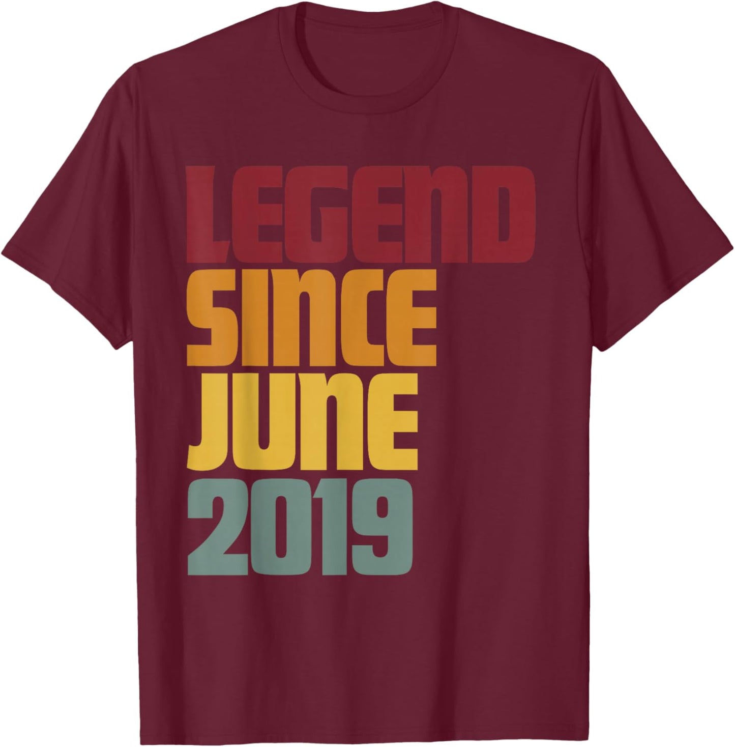 Legend Since June 2019 7th Birthday - Vintage T-Shirt - T-Shirt | Maroon