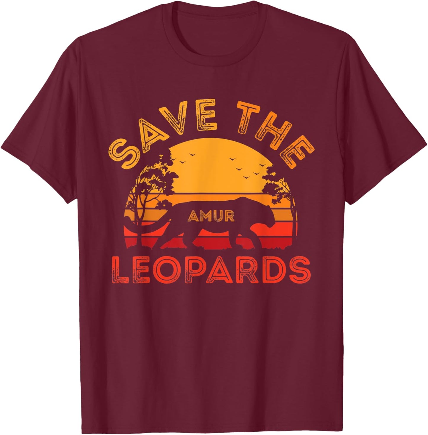 Save the Amur Leopard Shirt Animal Lover Vintage Retro Gift T-Shirt - T-Shirt | Maroon