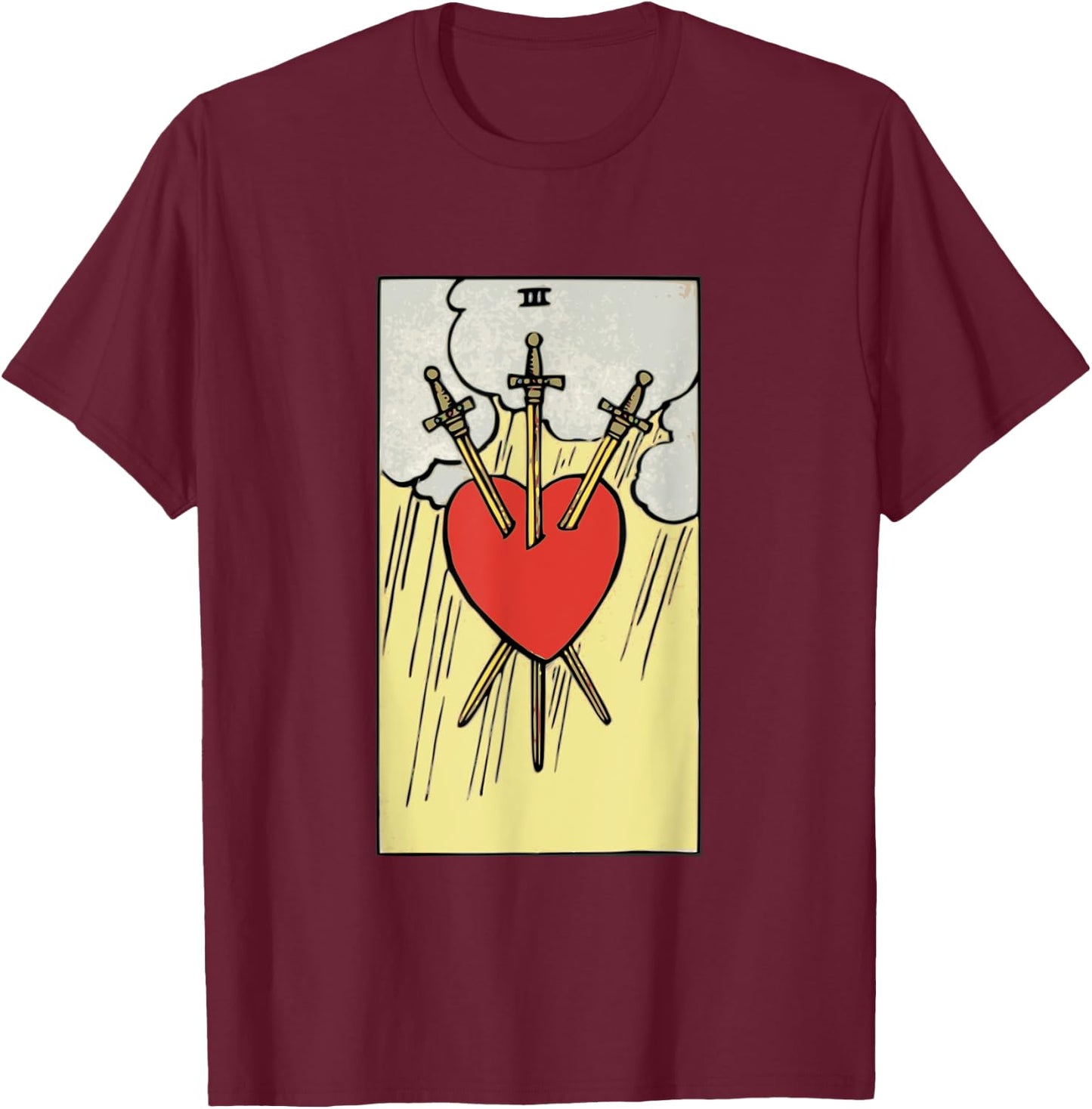 Heartbreaker Swords Tarot Card Heart Minor Arcana Funny T-Shirt - T-Shirt | Maroon