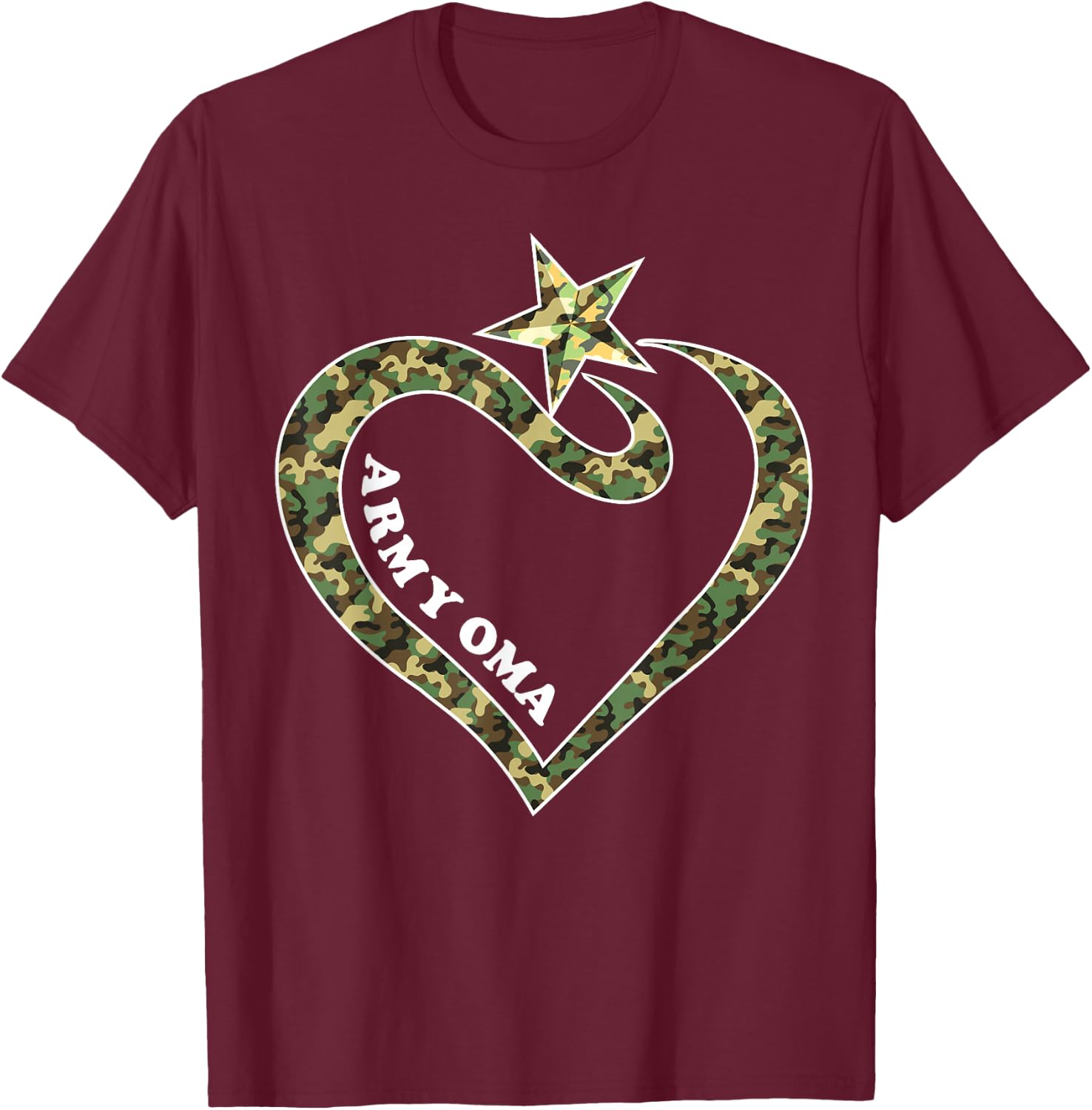 Army Oma With US Star Army Clothes Happy Mother T-Shirt - T-Shirt | Maroon