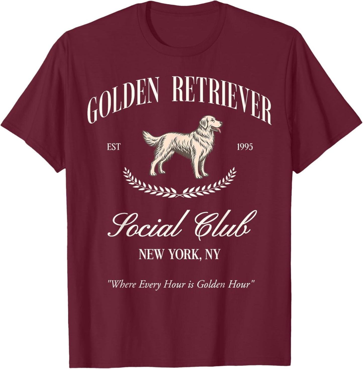 Golden Retriever Social Club Preppy Dog Mom Retro 80s 90s T-Shirt - T-Shirt | Maroon