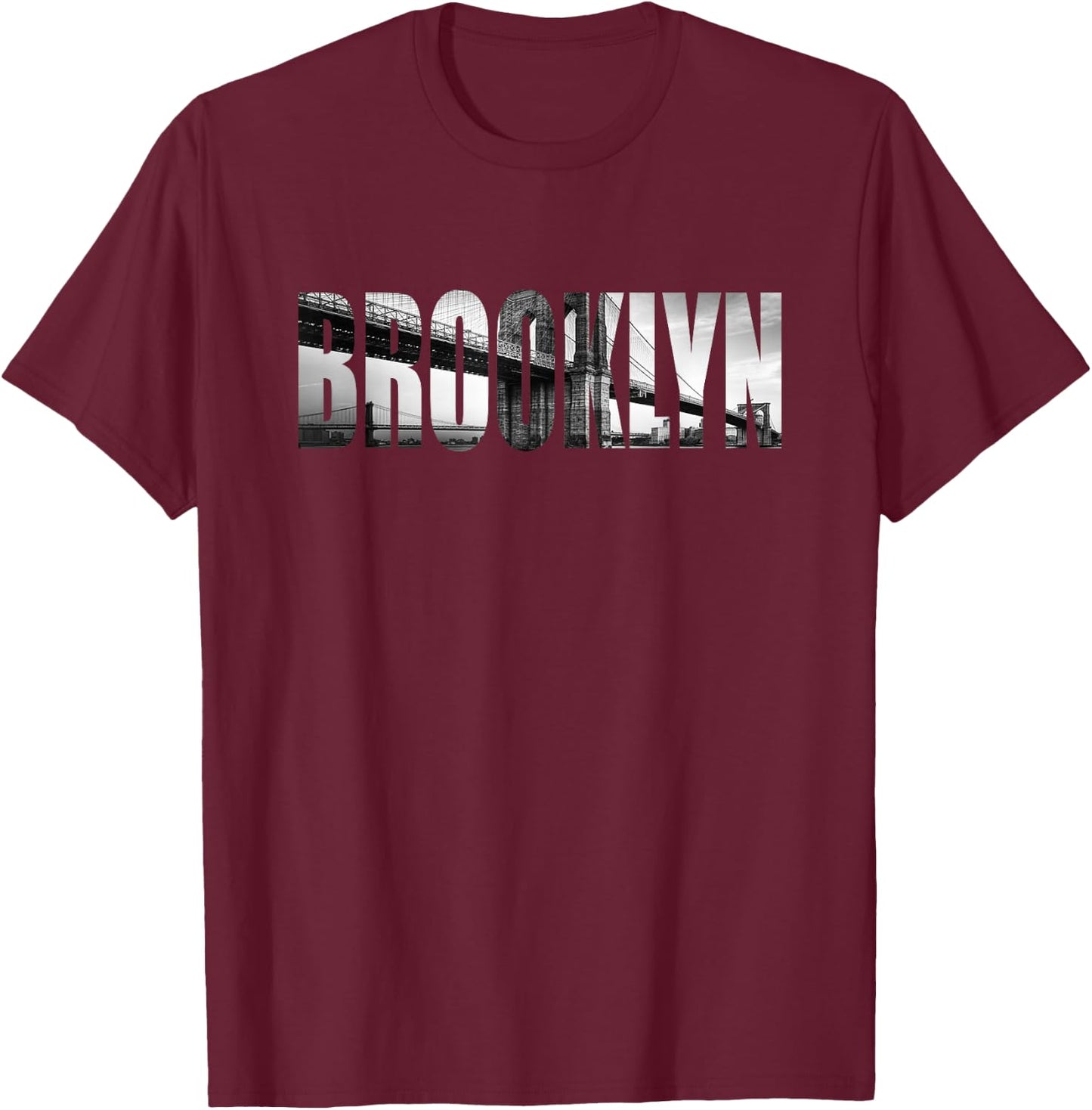 Brooklyn Shirt - Brooklyn Bridge NYC Cityscape T-Shirt - T-Shirt | Maroon