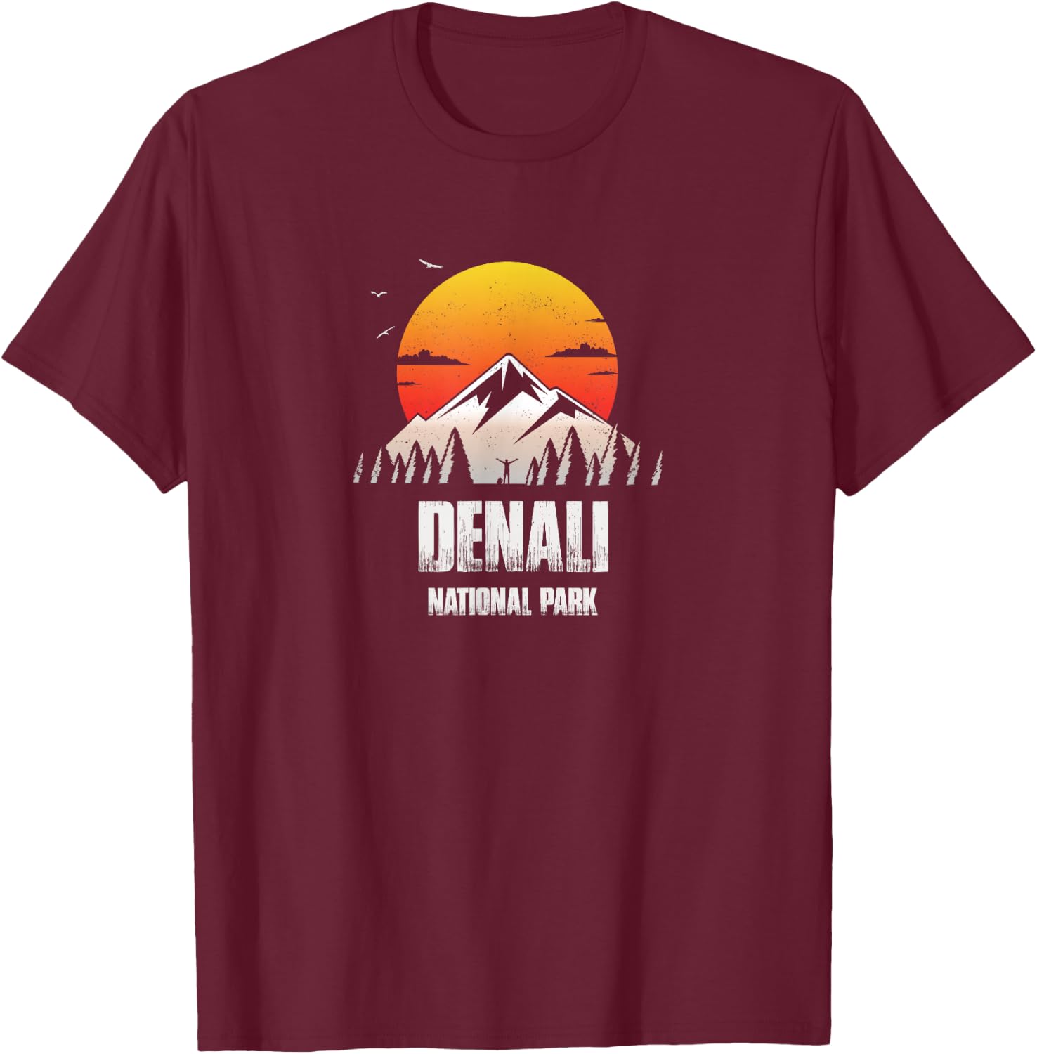 Denali Reminder - National Park Retro Souvenir T-Shirt - T-Shirt | Maroon