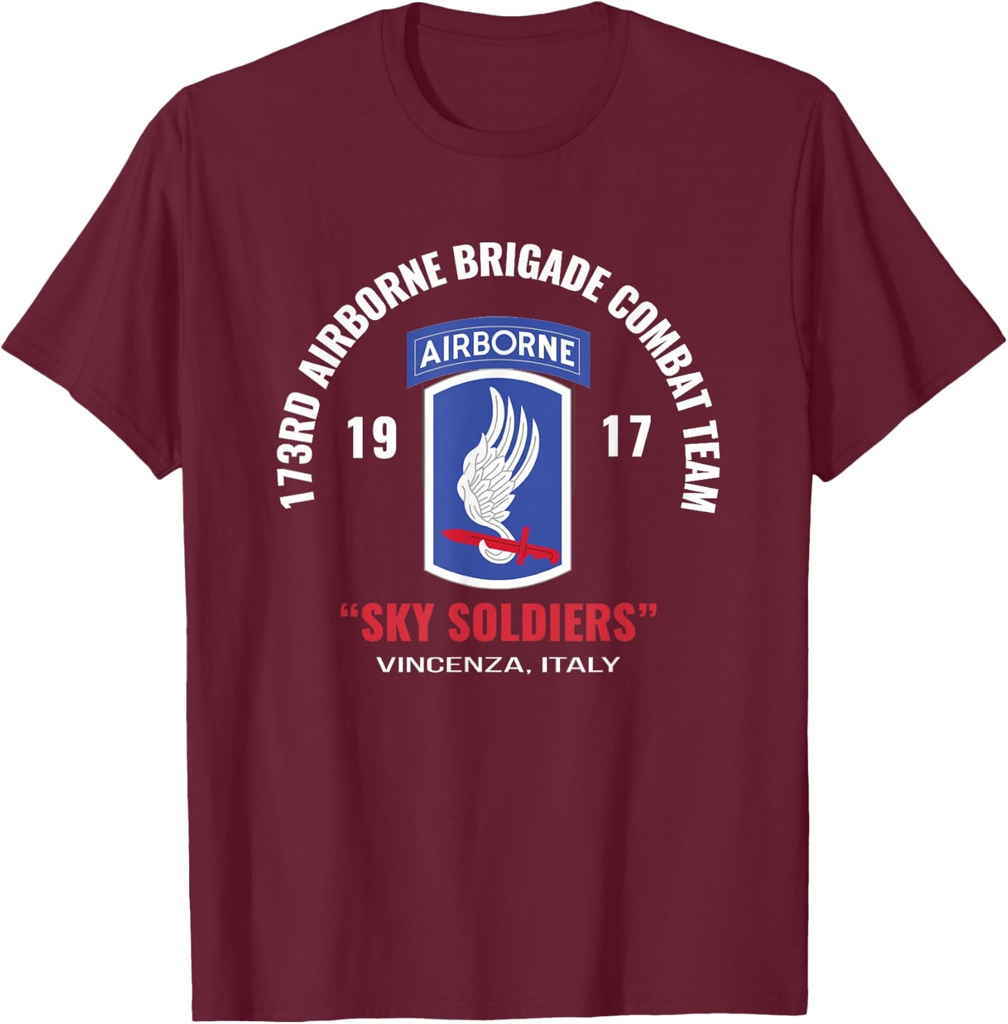 Sky Soldiers 173rd Airborne Combat Team T Shirt T-Shirt - T-Shirt | Maroon