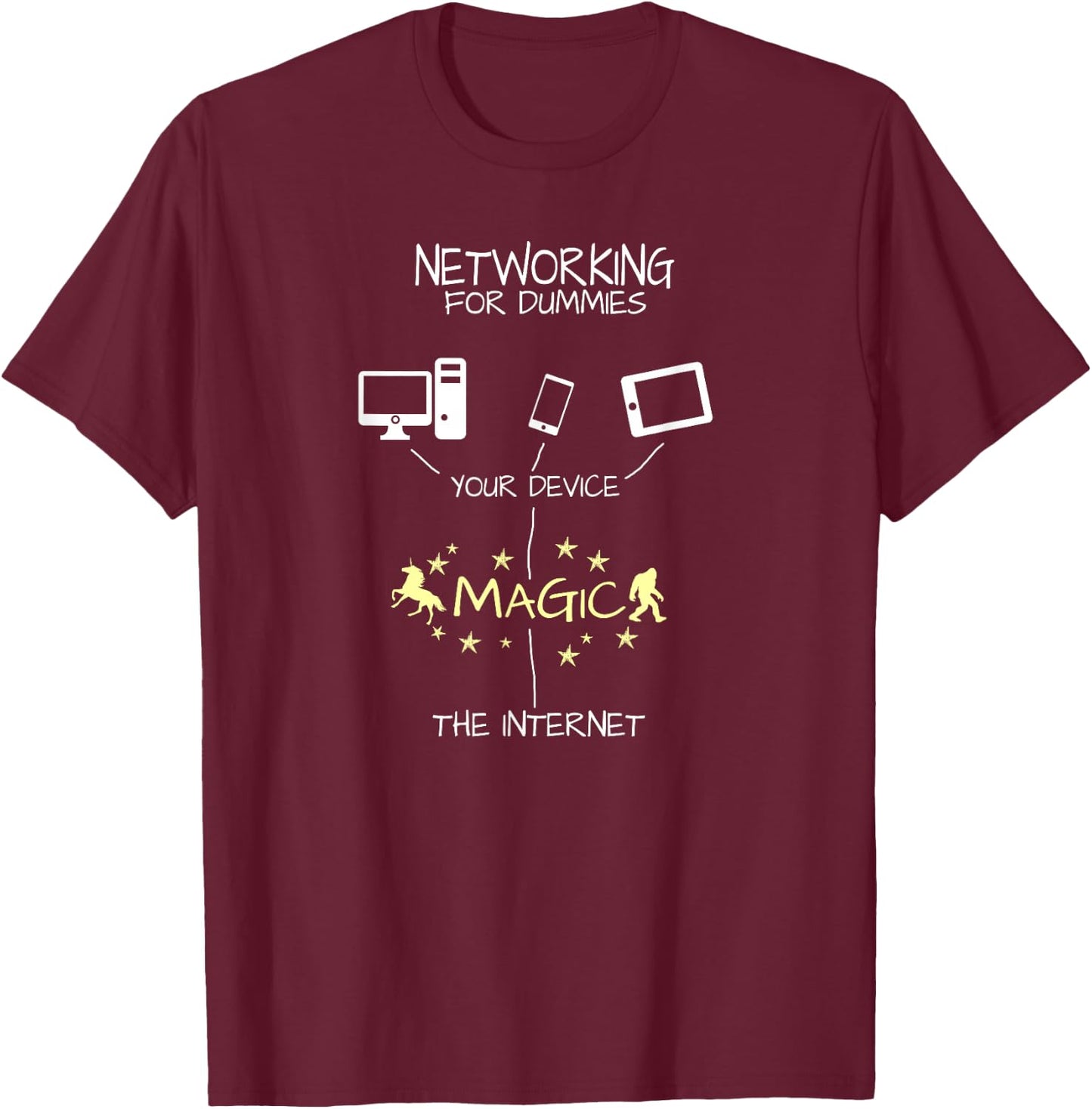 Network Engineer - Magic Internet Funny T-Shirt - T-Shirt | Maroon