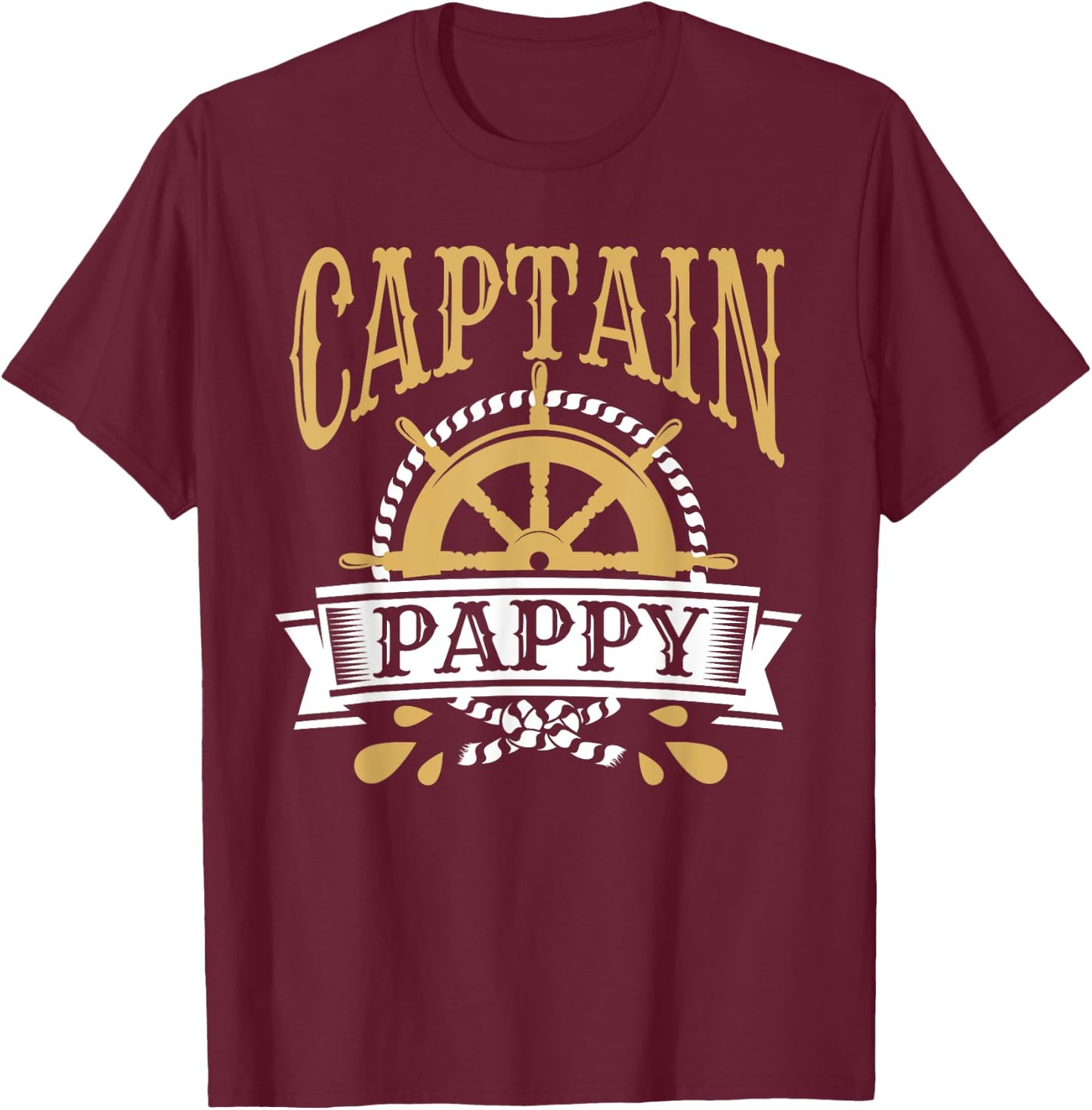 Captain Pappy Pirate Party Father's Day T-Shirt - T-Shirt | Maroon