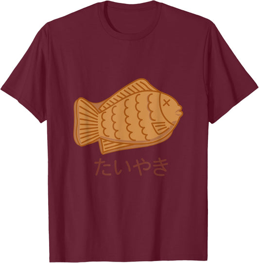 Taiyaki Japanese Fish-Shaped Cake Festival Food red bean bun T-Shirt - T-Shirt | Maroon
