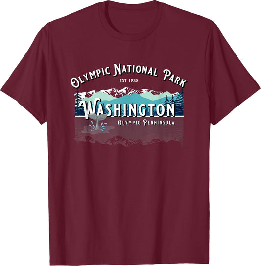 Olympic National Park Washington USA Hiking Camping Whales T-Shirt - T-Shirt | Maroon