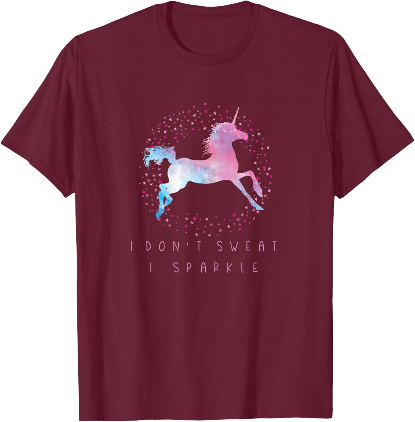 I Don't Sweat I Sparkle Unicorn Workout & Fitness T-Shirt - T-Shirt | Maroon