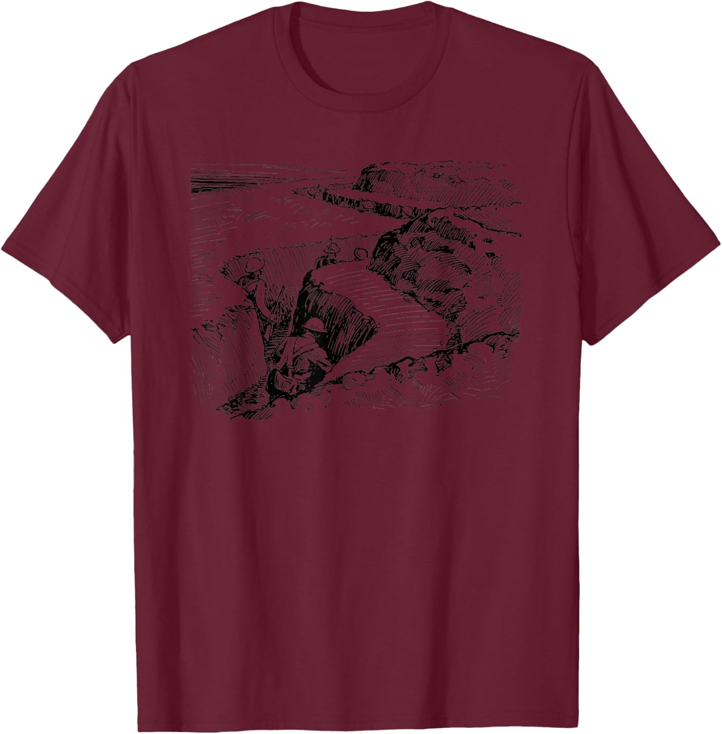 Entrenchment Trench Warfare -Vintage WWI WWII Shirts T-Shirt - T-Shirt | Maroon