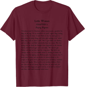 Little Women Louisa May Alcott Book Reader Vintage Text T-Shirt - T-Shirt | Maroon