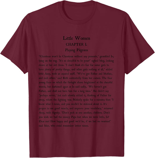 Little Women Louisa May Alcott Book Reader Vintage Text T-Shirt - T-Shirt | Maroon