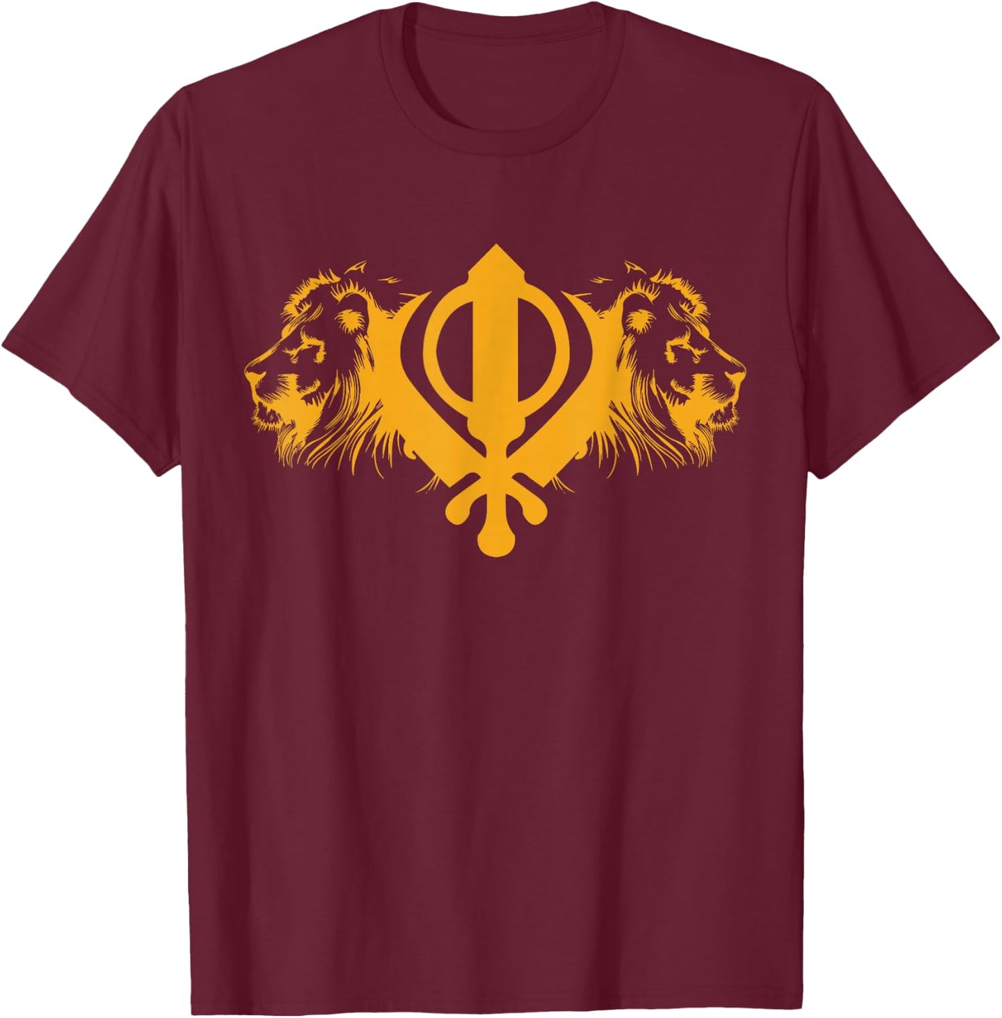 Sikh Khanda Lion for all Sikhs T-Shirt - T-Shirt | Maroon