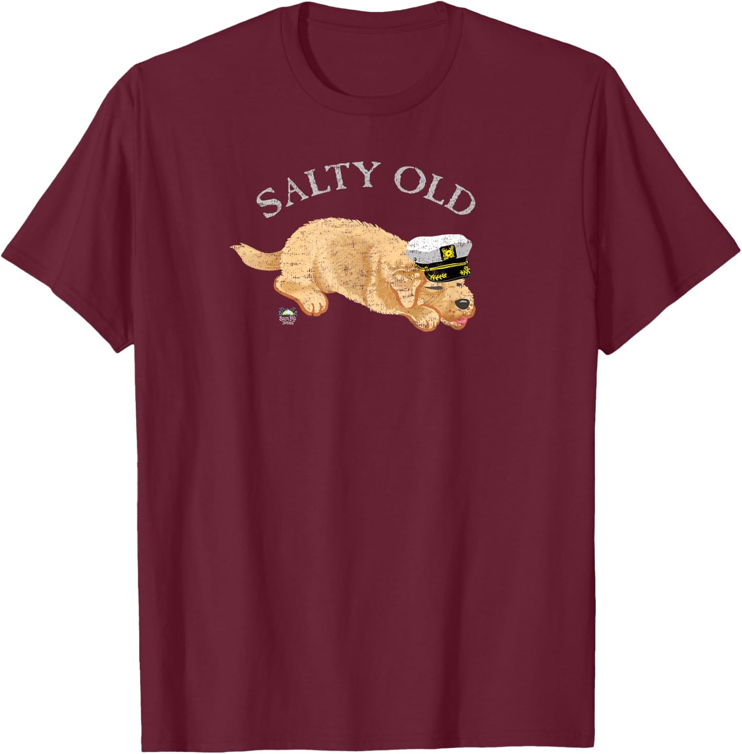 Salty Old Dog Puppy Men Women Girls Kids T-Shirt - T-Shirt | Maroon