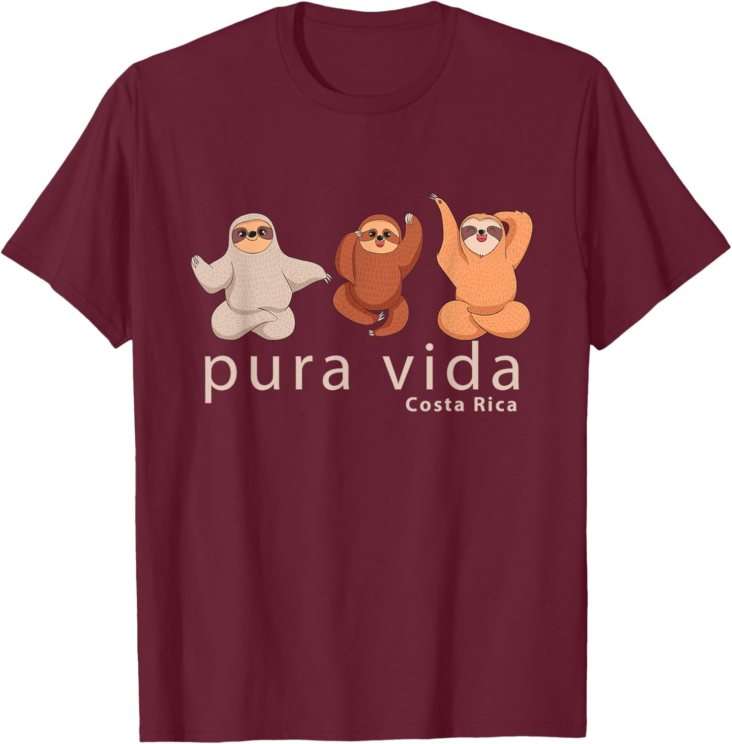 Costa Rica Sloth T Shirt T-Shirt - T-Shirt | Maroon