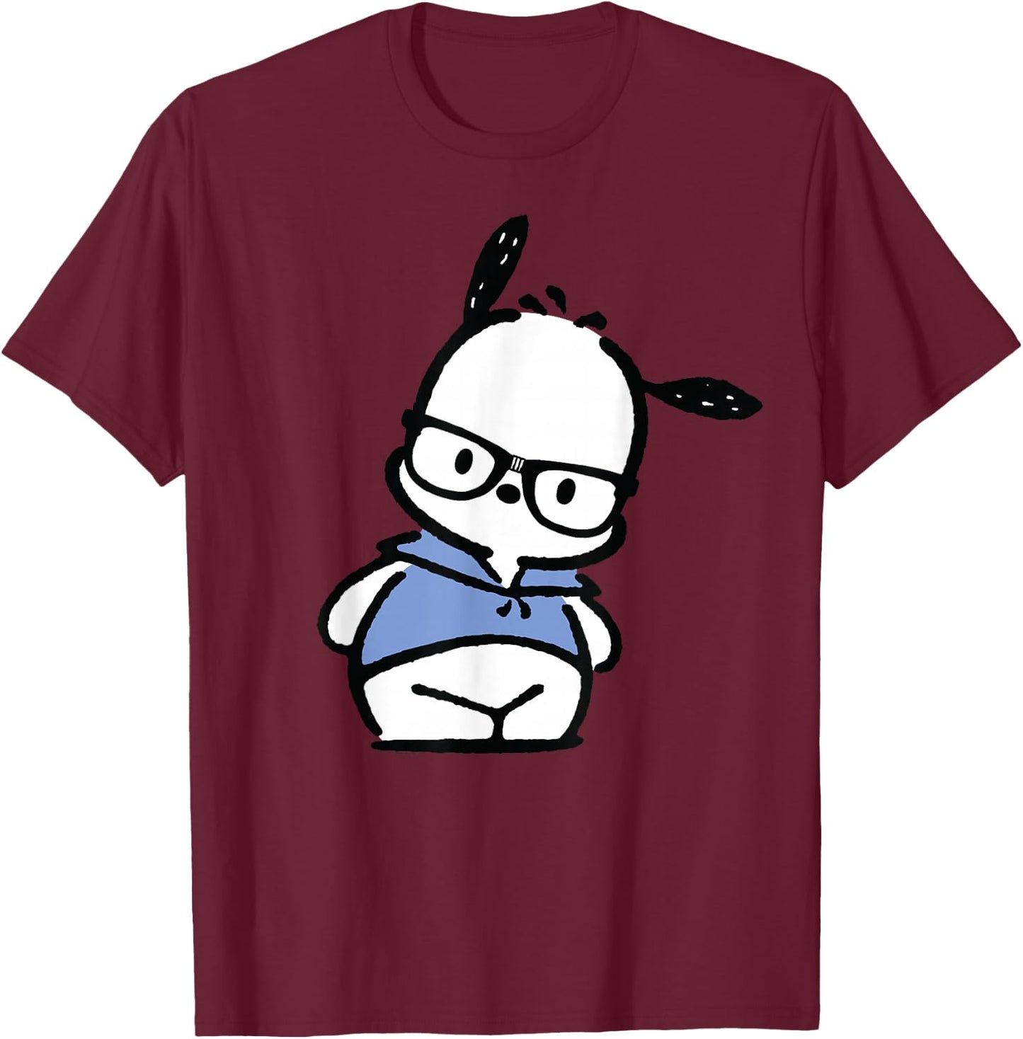 Pochacco Nerd Glasses T-Shirt - T-Shirt | Maroon