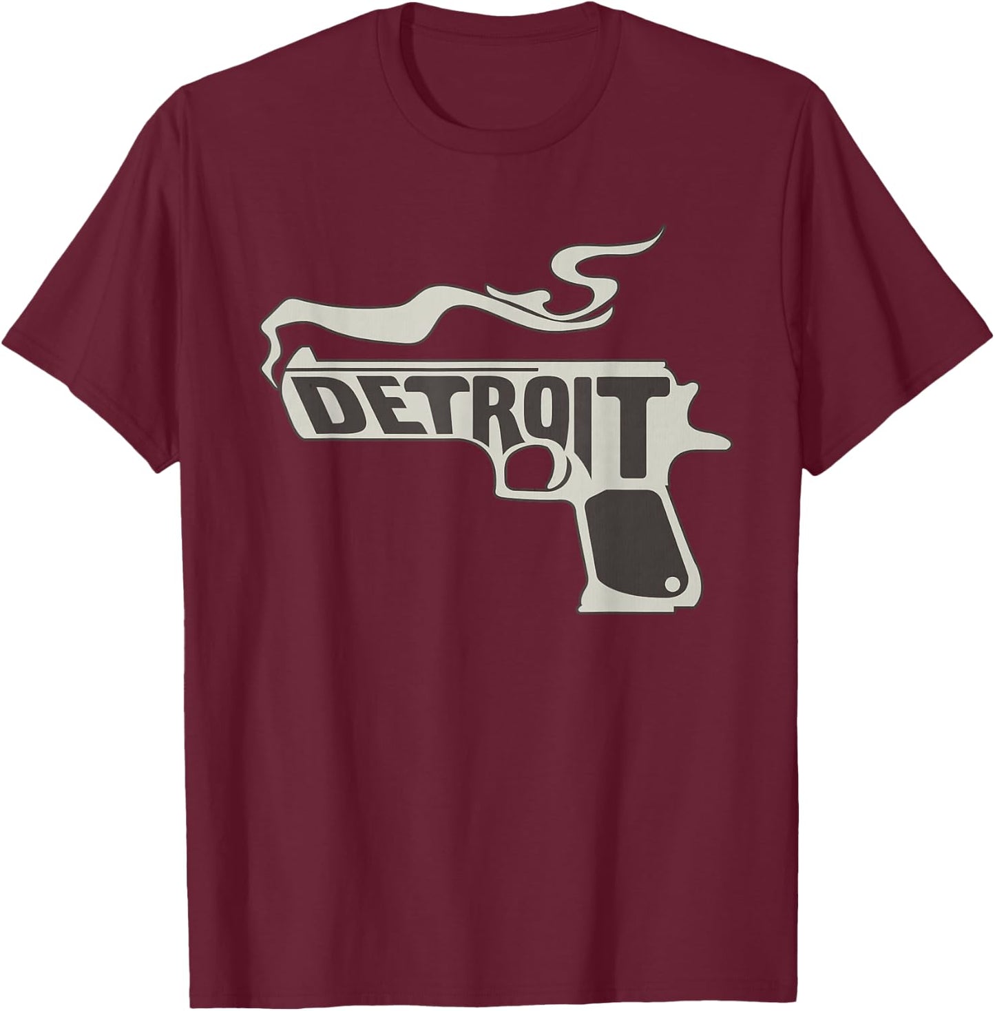 Detroit Smoking Gun Michigan American Motor City Motown T-Shirt - T-Shirt | Maroon