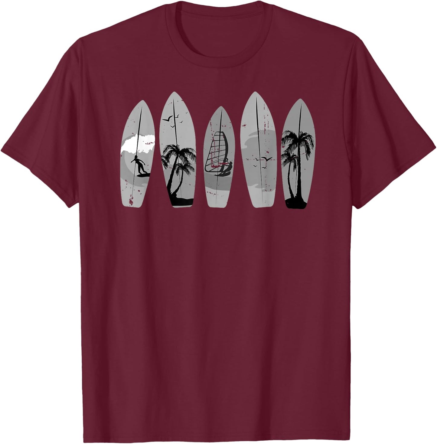 Surfing Surfboard Vintage Classic Retro Surfboarder Surfer T-Shirt - T-Shirt | Maroon