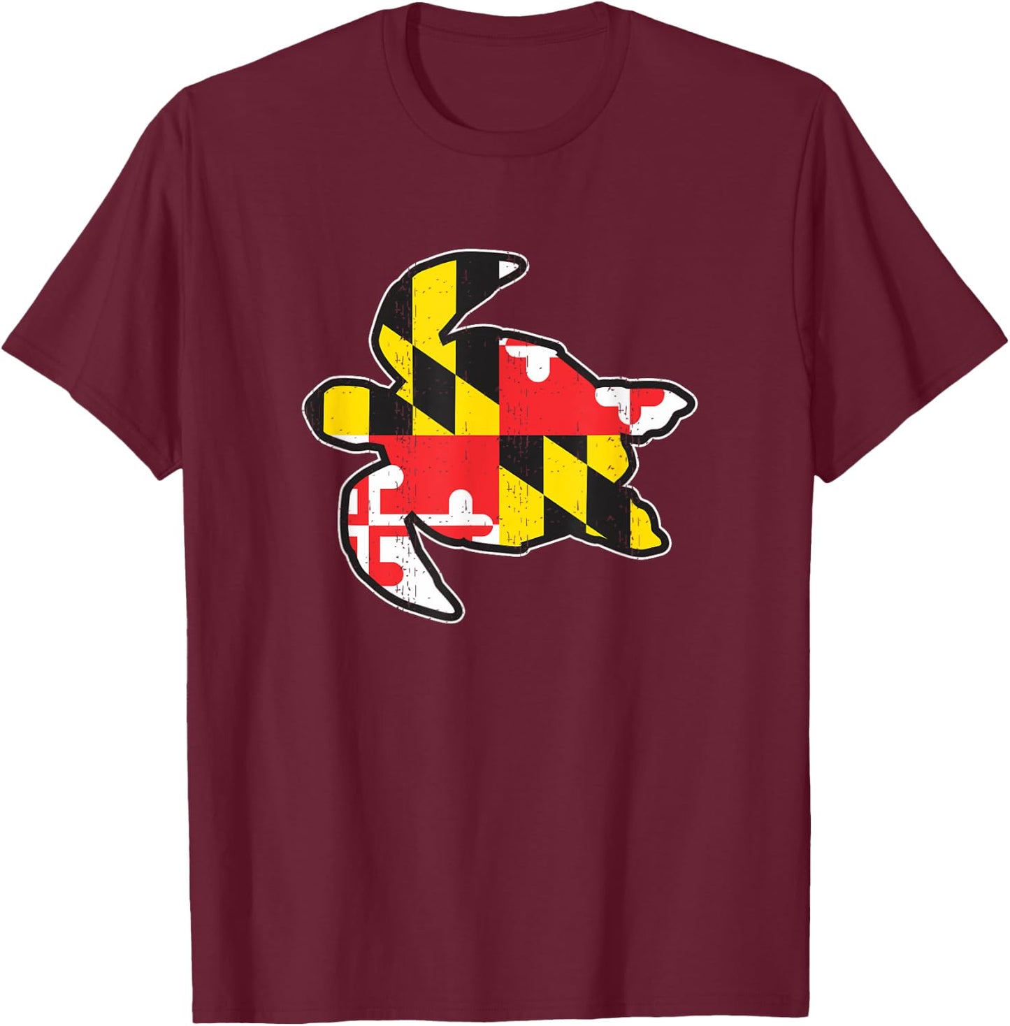 Maryland State Flag Turtle Shirt Funny reptile T-Shirt - T-Shirt | Maroon