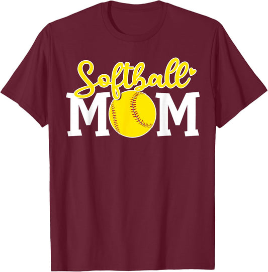 Softball Mom Cute For Mother Love Softball T-Shirt - T-Shirt | Maroon