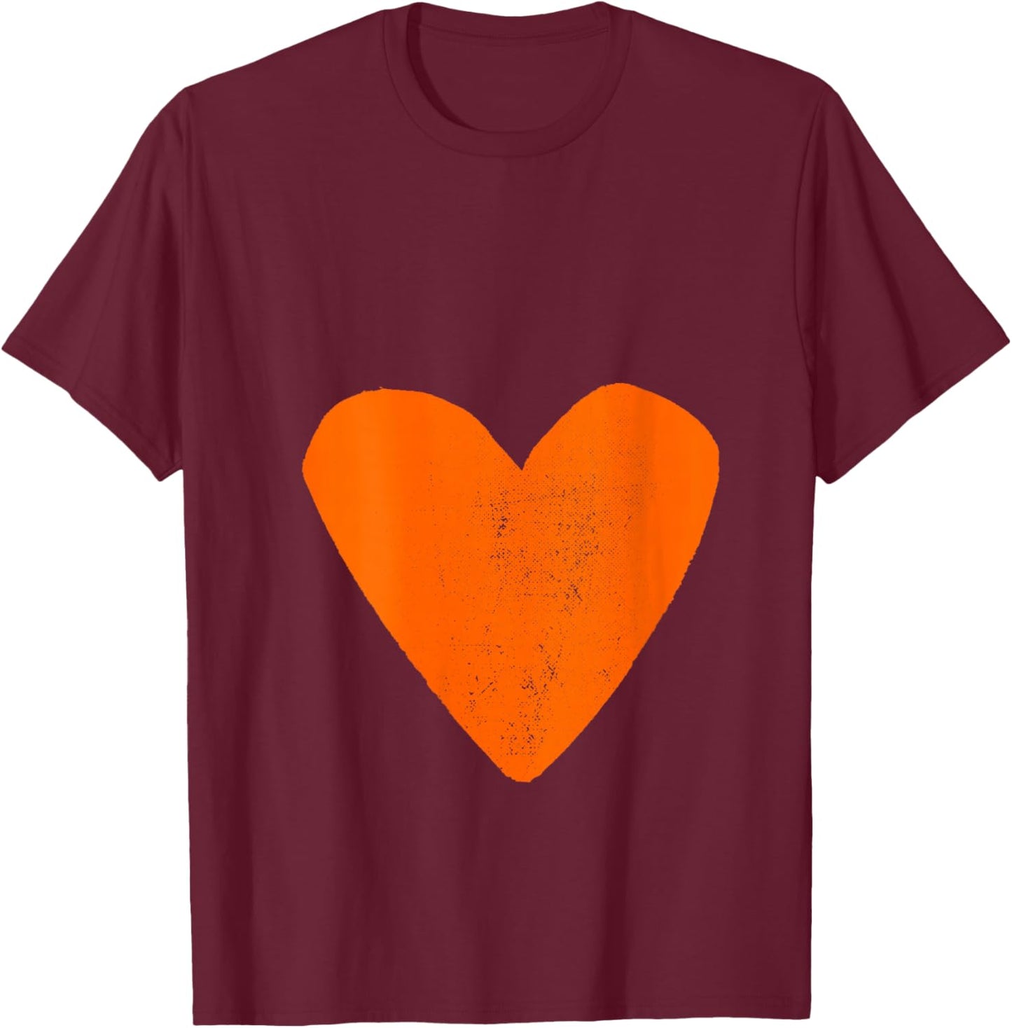Women's Pop Art Style Heart Design Orange Color V-Neck T-Shirt - T-Shirt | Maroon