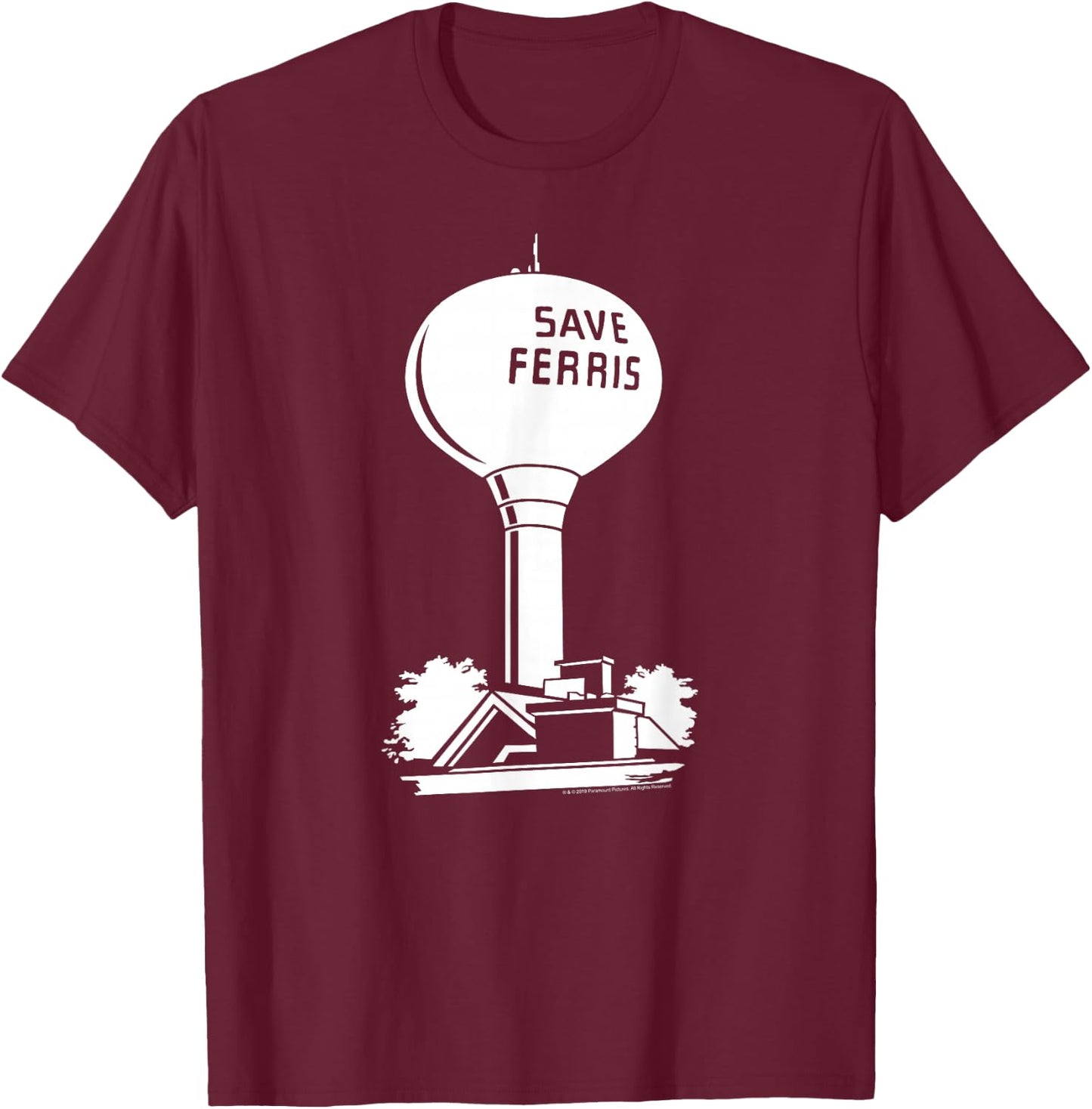 Ferris Bueller's Day Off Save Ferris Watertower Movie T-Shirt - T-Shirt | Maroon