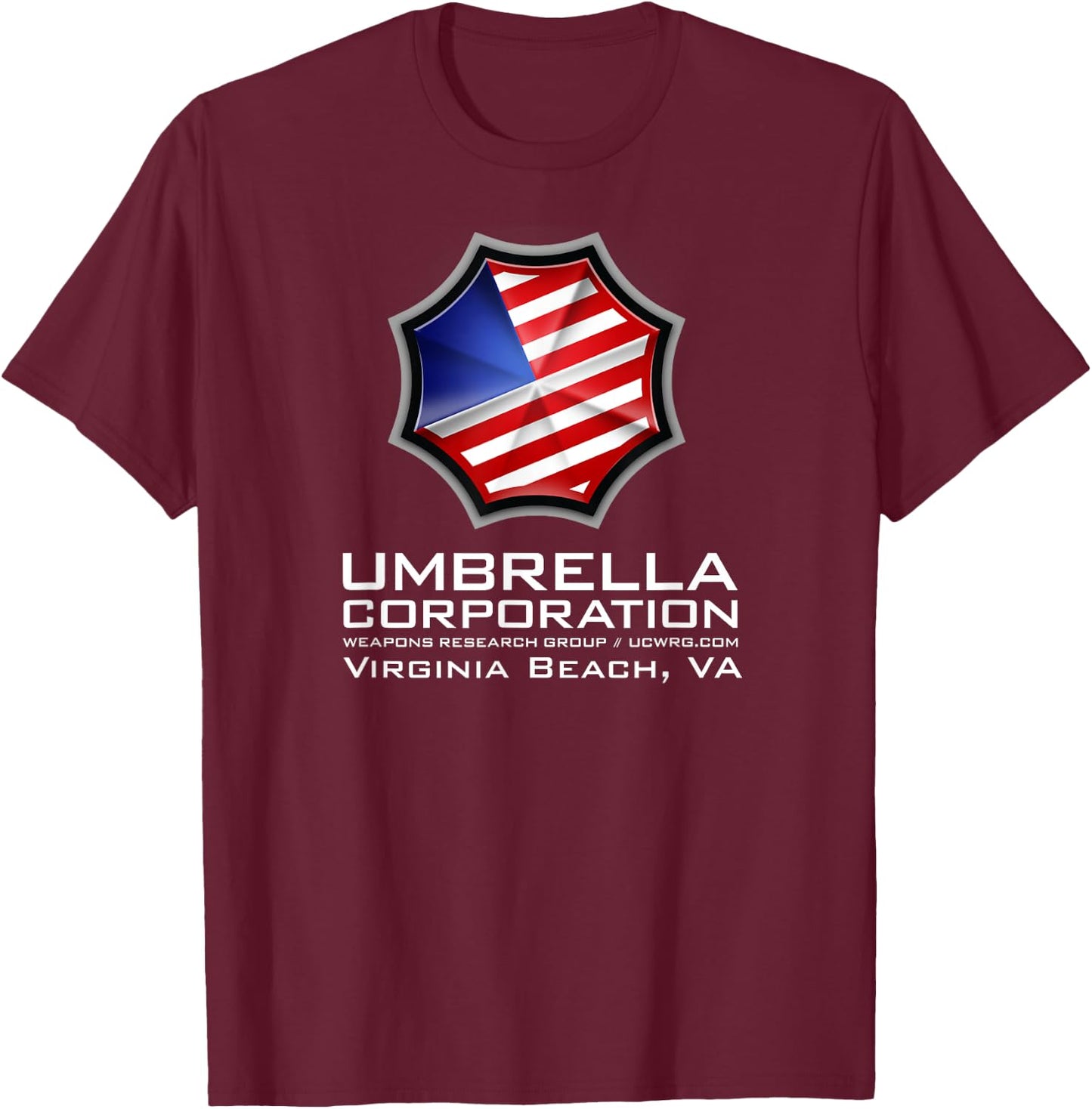 Umbrella Corporation Patriotic American Flag T-Shirt - T-Shirt | Maroon