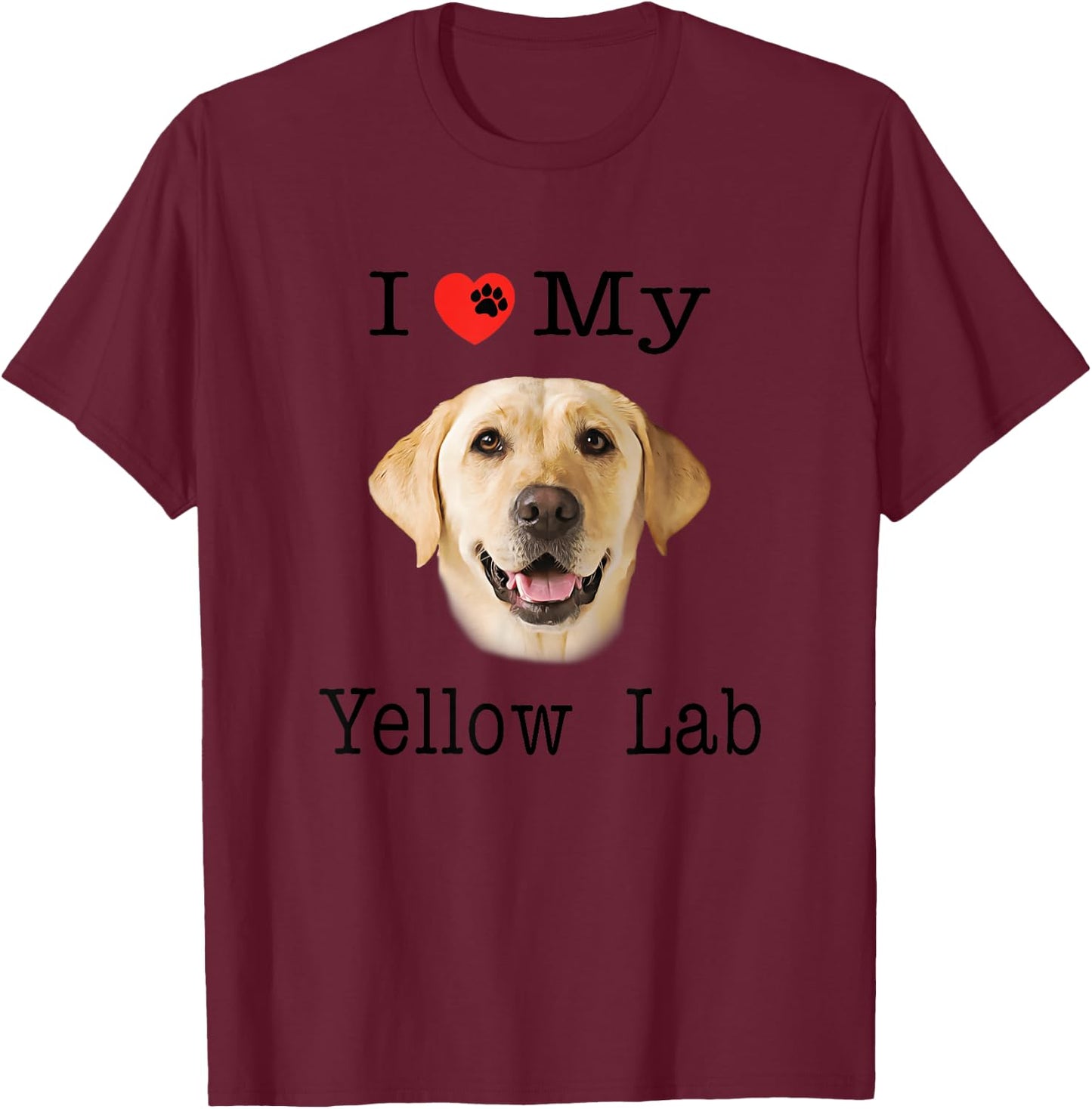 I Heart Love My Yellow Lab Portrait of Labrador Face T-Shirt - T-Shirt | Maroon