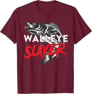 Walleye Slayer Fishing Fisherman Walleye T-Shirt - T-Shirt | Maroon