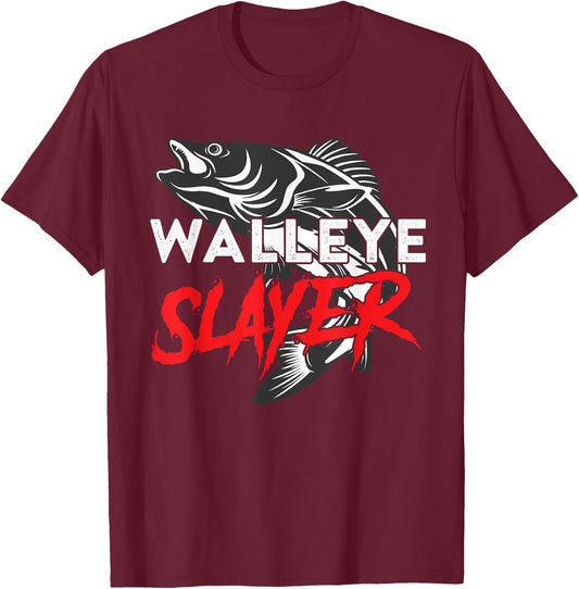 Walleye Slayer Fishing Fisherman Walleye T-Shirt - T-Shirt | Maroon