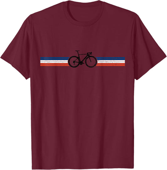 Bicycle France Flag Road Bike Cyclist T-Shirt - T-Shirt | Maroon