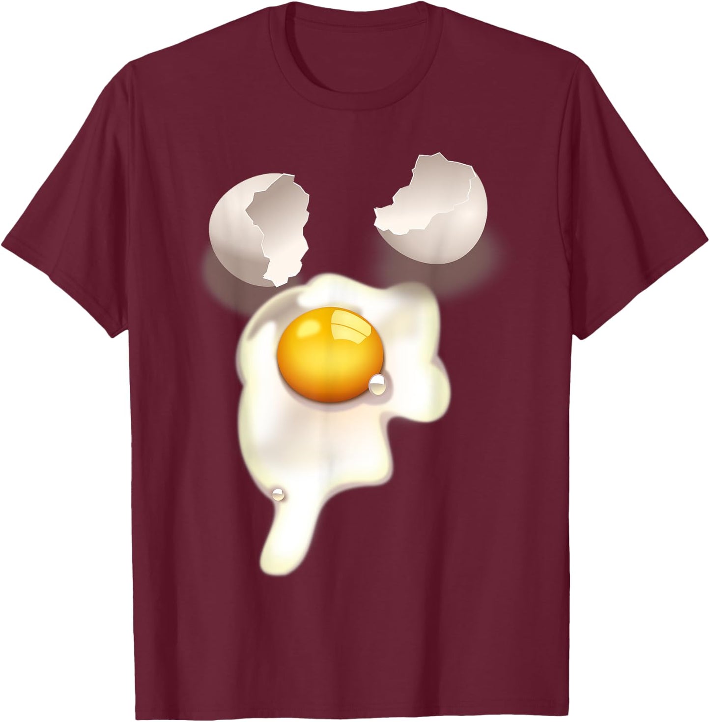 Graphic No Words Cracked Fried Egg T-Shirt - T-Shirt | Maroon