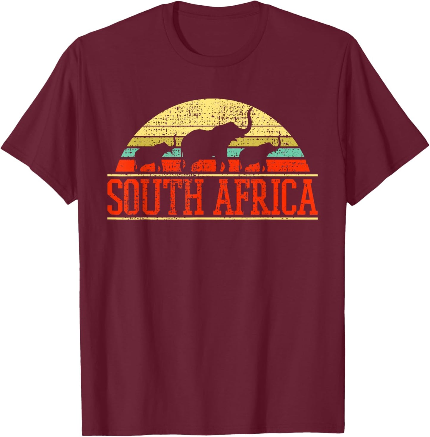 South Africa Elephant Gift Retro Vintage T-Shirt - T-Shirt | Maroon