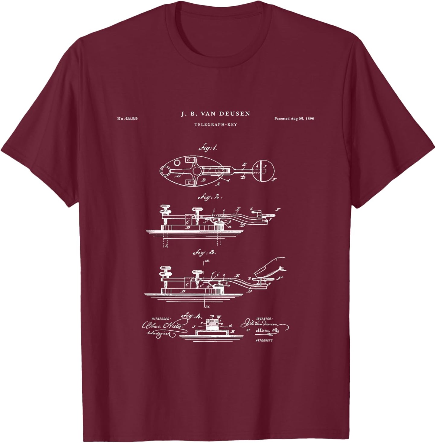 Telegraph Key Patent - radio T-Shirt - T-Shirt | Maroon