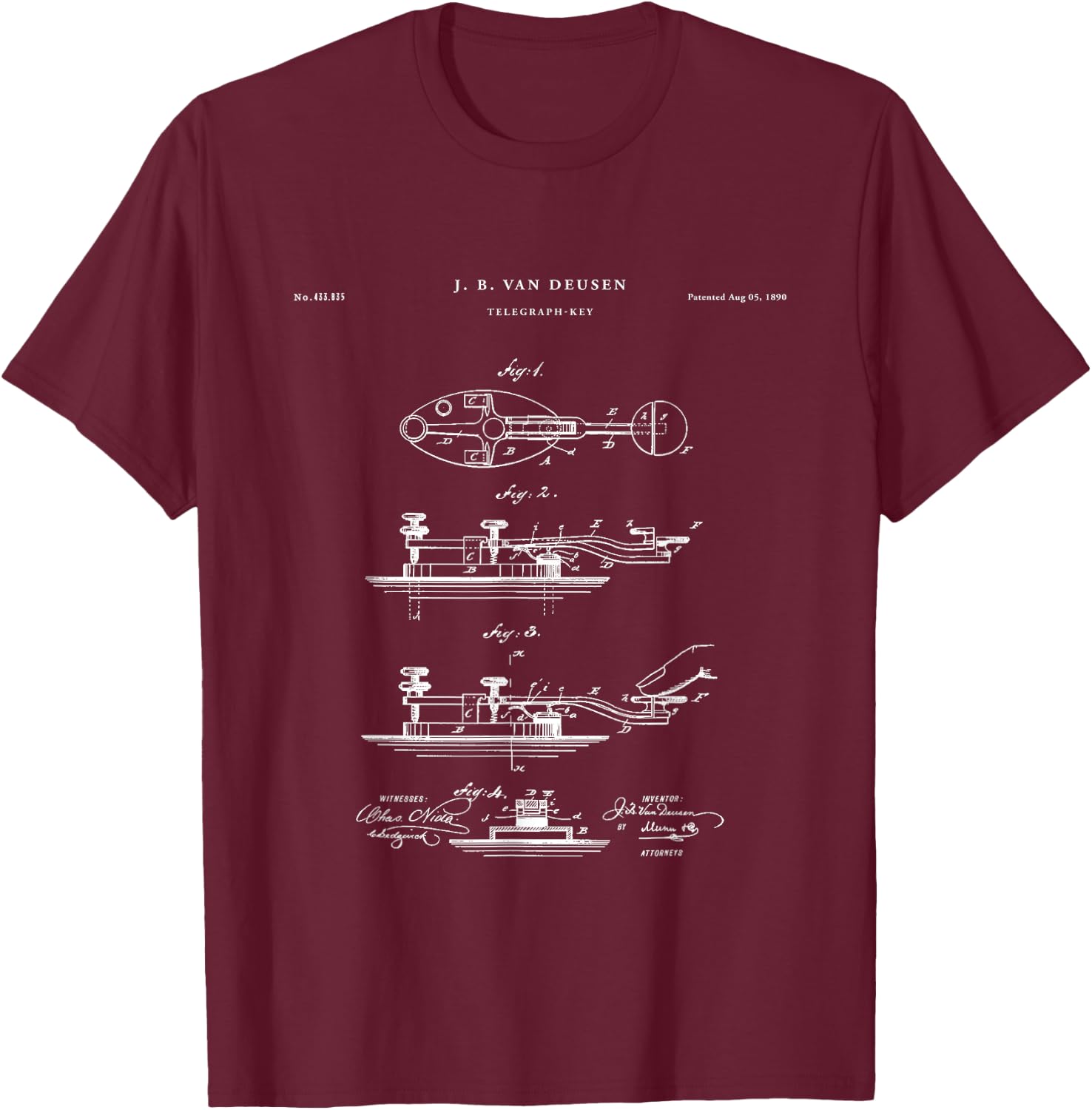 Telegraph Key Patent - radio T-Shirt - T-Shirt | Maroon