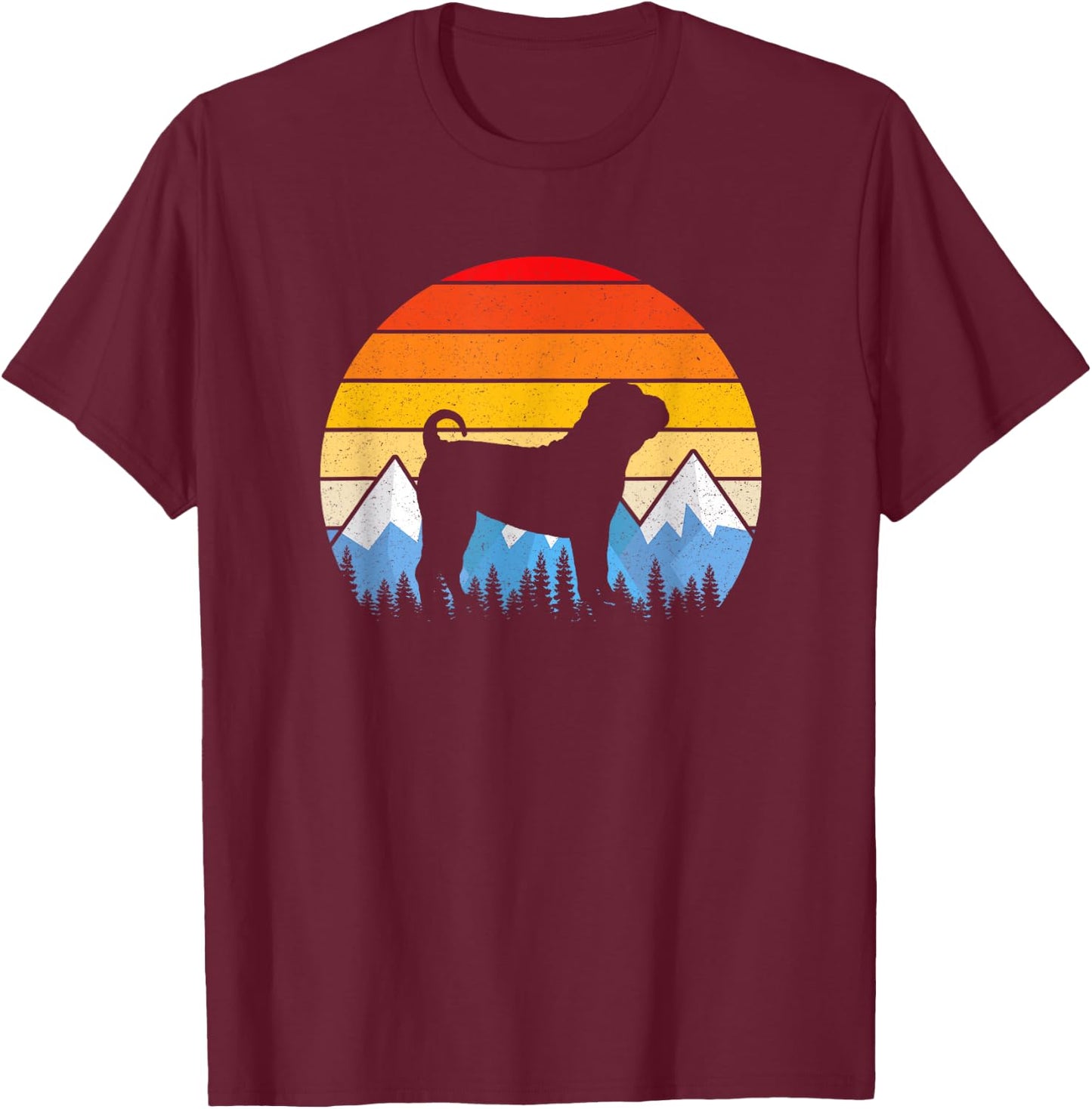 Vintage Retro Chinese Shar-Pei T Shirt Chinese Shar-Pei Gift T-Shirt - T-Shirt | Maroon