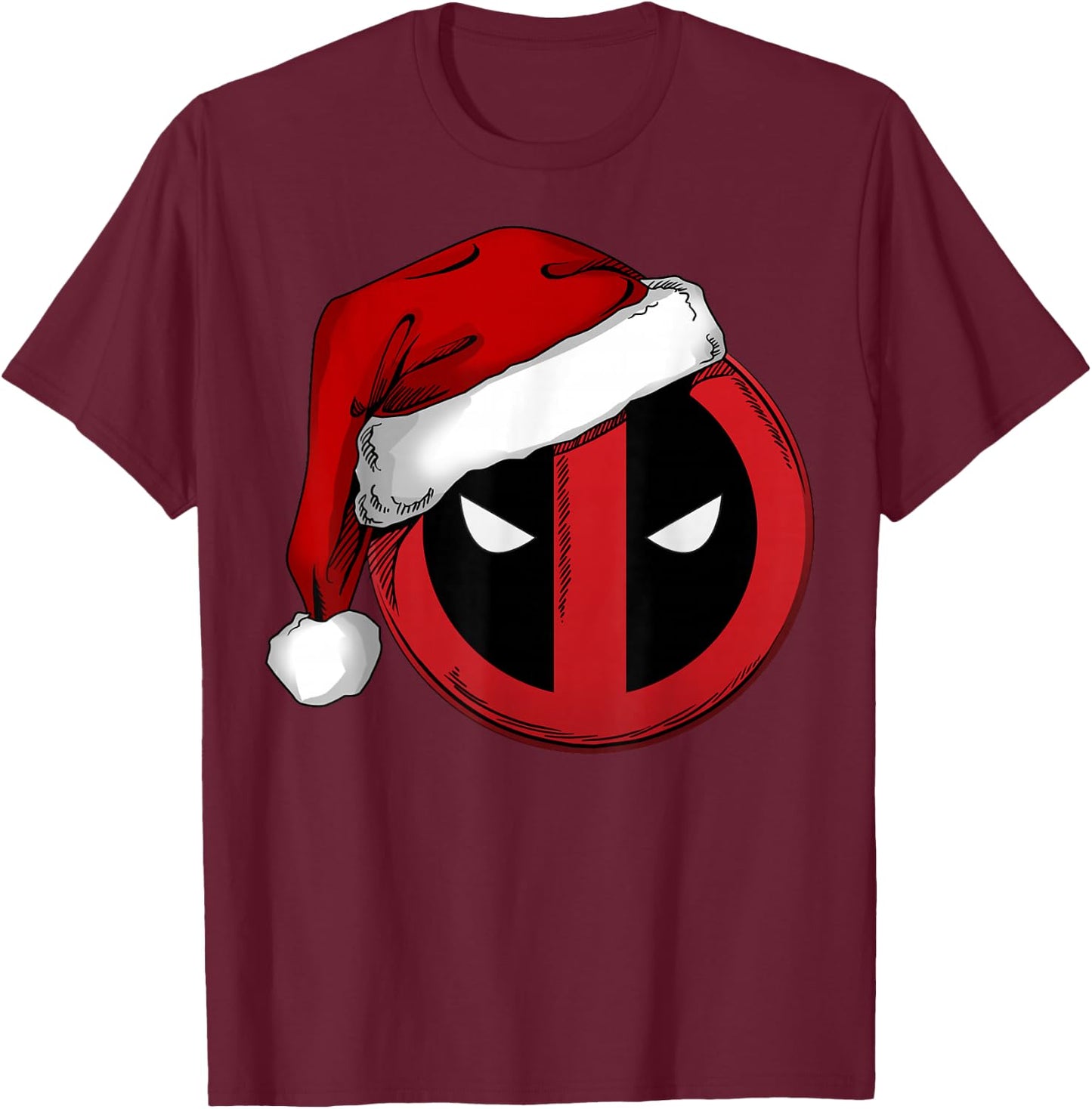 Marvel Deadpool Icon Santa Hat Christmas Graphic T-Shirt - T-Shirt | Maroon