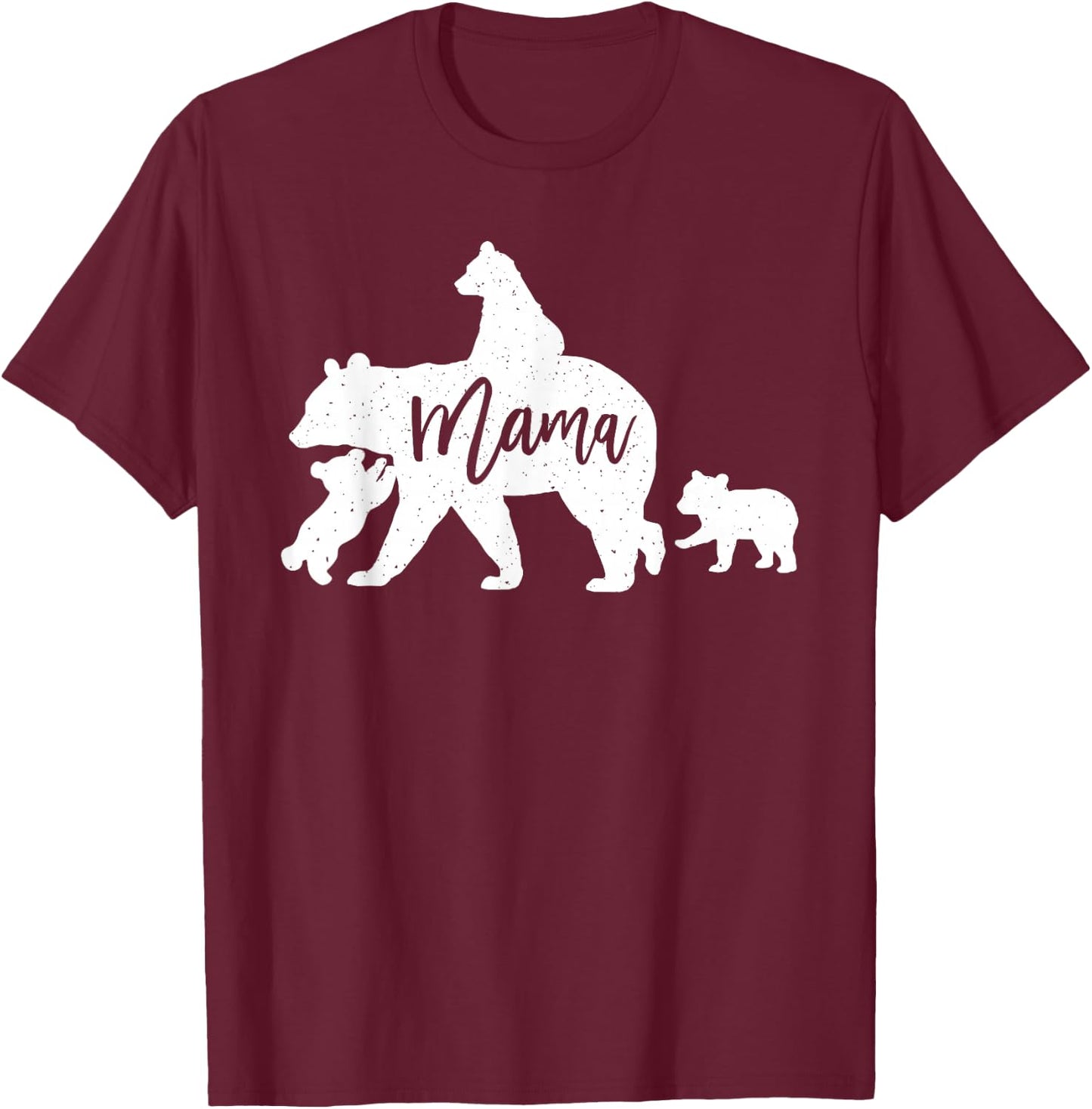 Mama Bear 3 Baby Bear Cubs Following Riding on Back T-Shirt - T-Shirt | Maroon