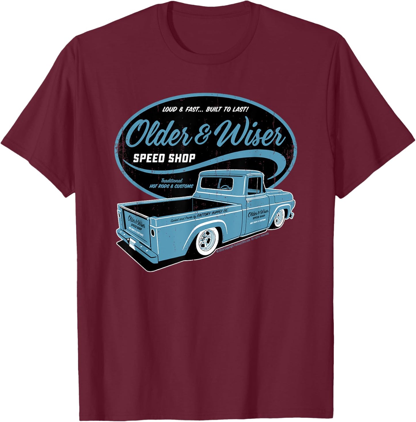 Older & Wiser Speed Shop OW008 T-Shirt - T-Shirt | Maroon