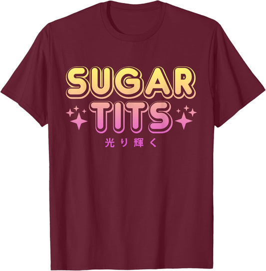 Pastel Goth Kawaii T Shirt - Sugar Tits Sarcastic Gift T-Shirt - T-Shirt | Maroon