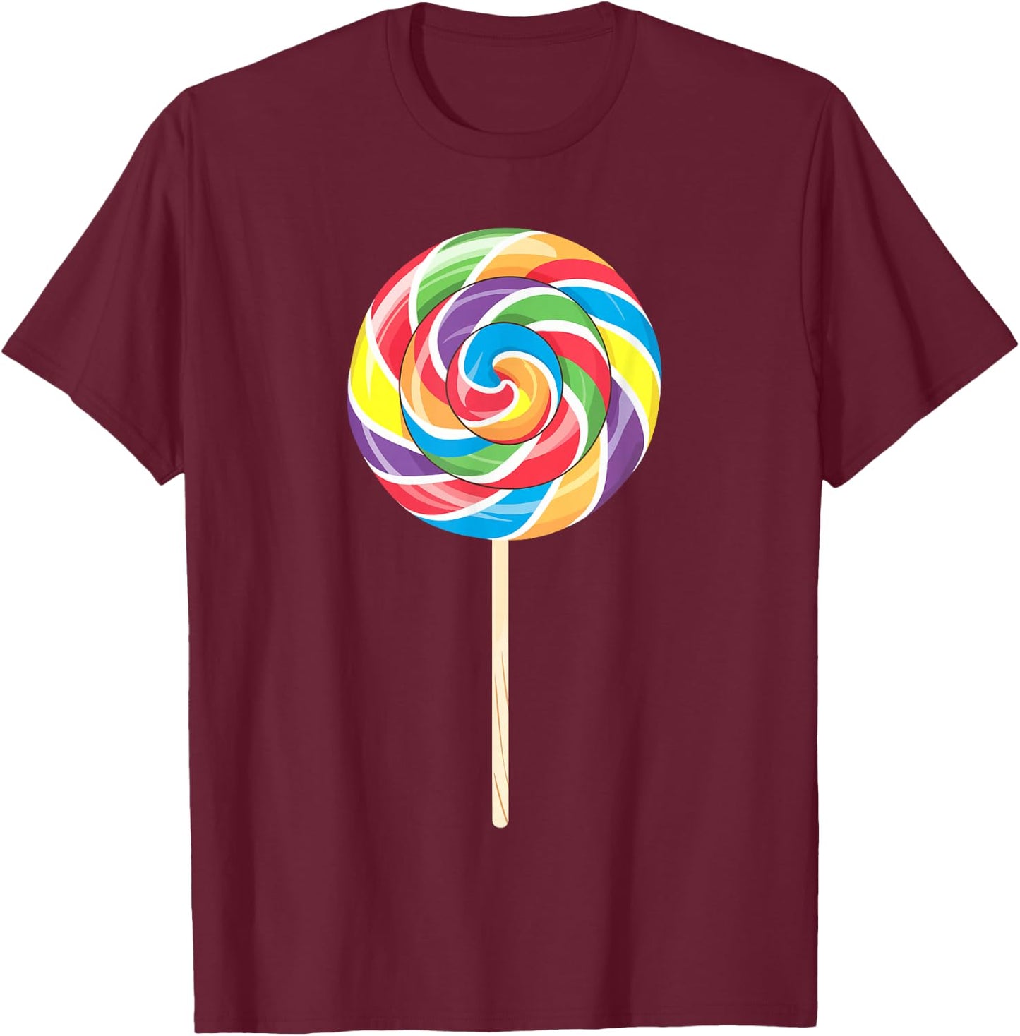 Lollipop Shirt Men Women Kids Rainbow Sucker Candy Costume T-Shirt - T-Shirt | Maroon