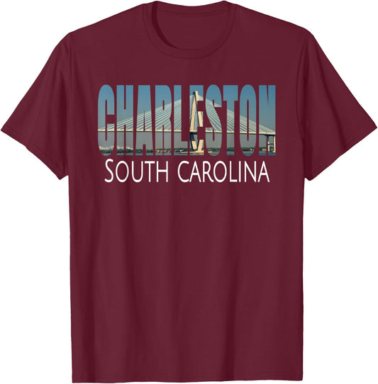 Charleston South Carolina SC Arthur Ravenel Jr. Bridge Gift T-Shirt - T-Shirt | Maroon