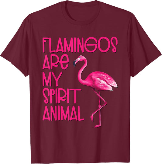 Flamingos Are My Spirit Animal Cute Flamingo Lover T-Shirt - T-Shirt | Maroon