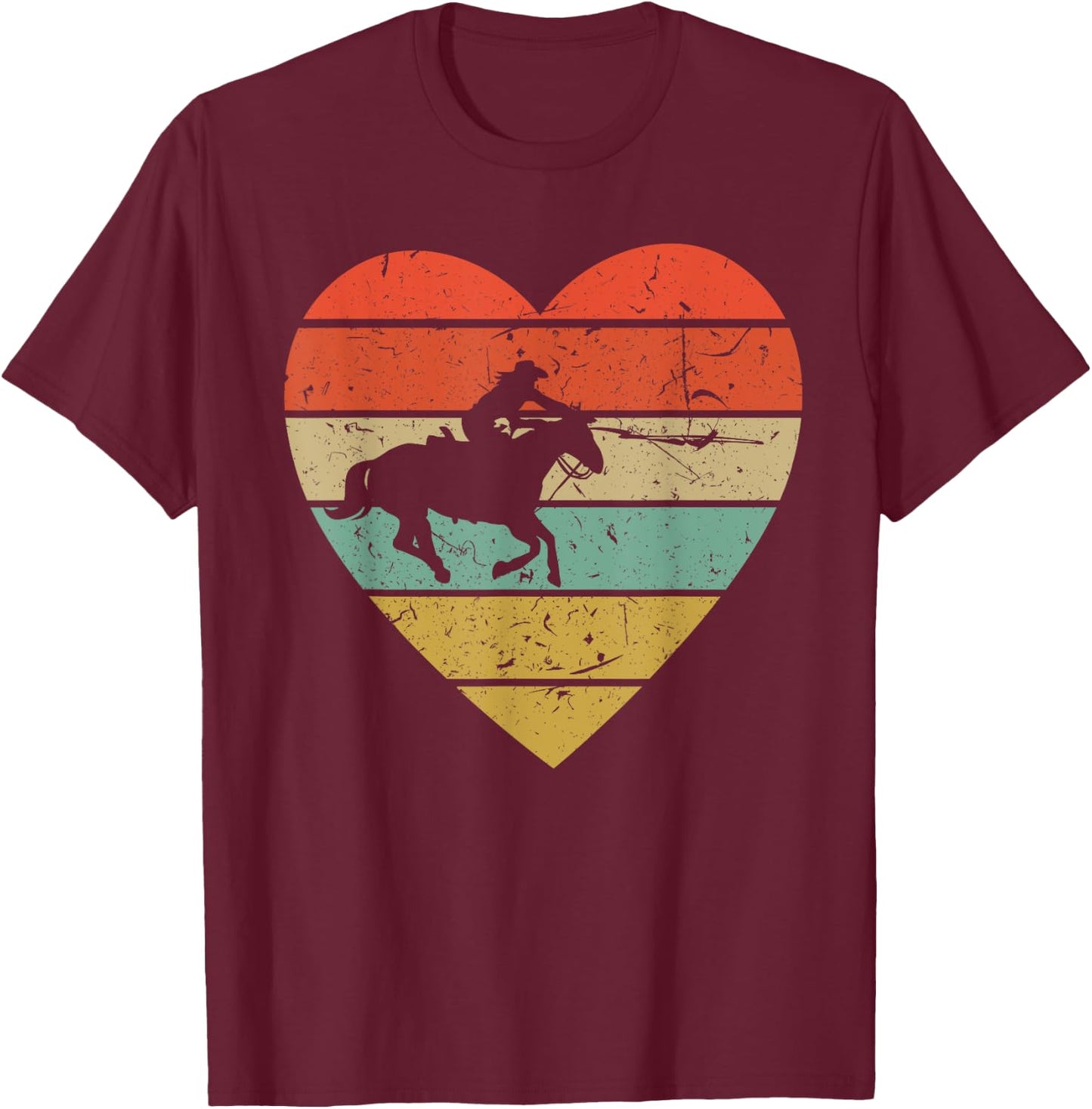Roping Vintage Design Retro Horse Calf Roper Heart Sport Fan T-Shirt - T-Shirt | Maroon