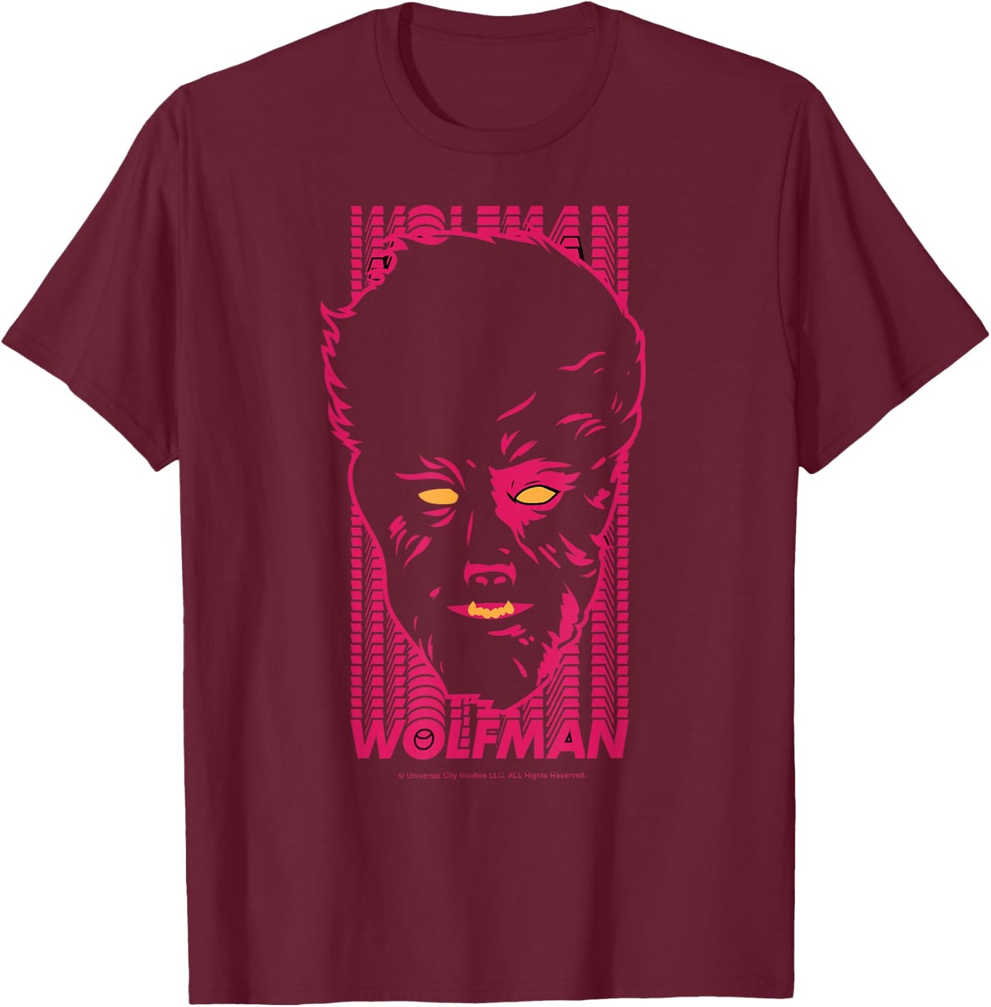Universal Monsters The Wolf Man Name Stack Portrait T-Shirt - T-Shirt | Maroon