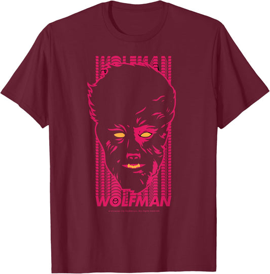 Universal Monsters The Wolf Man Name Stack Portrait T-Shirt - T-Shirt | Maroon