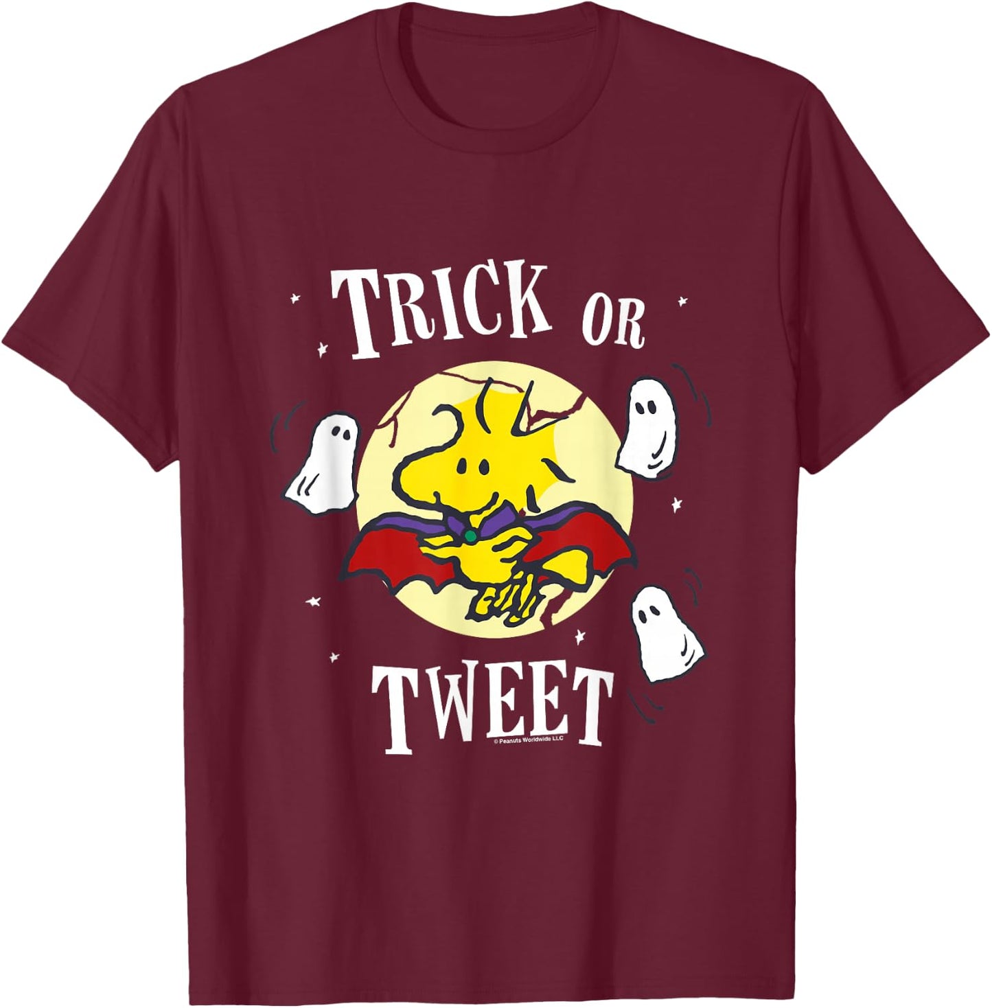 Peanuts Halloween Trick Or Tweet Woodstock T-Shirt - T-Shirt | Maroon