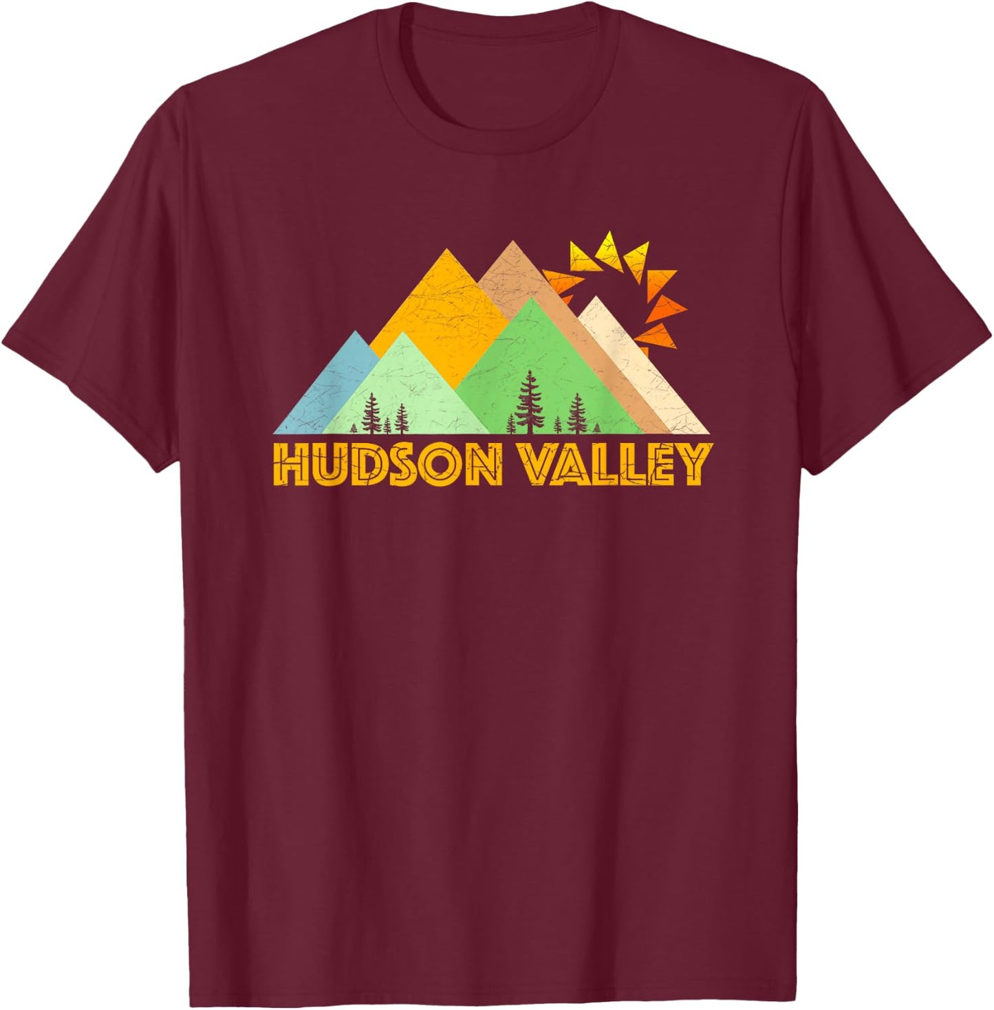 Vintage Hudson Valley NY Retro T-Shirt - T-Shirt | Maroon